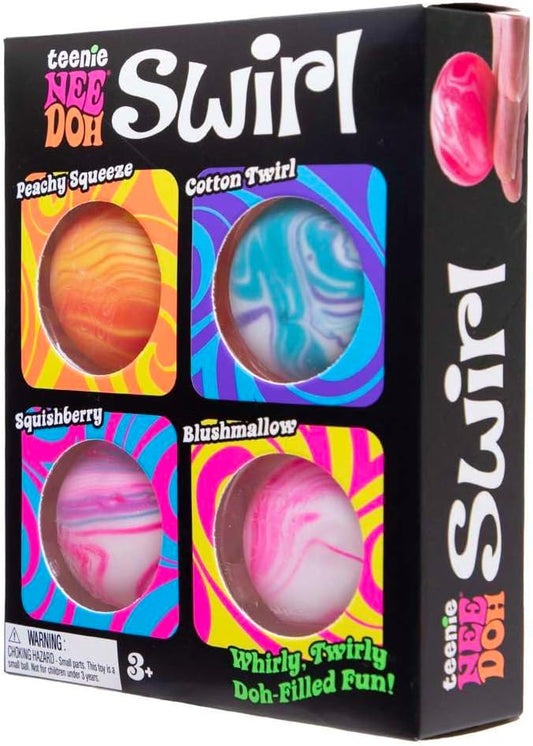 Schylling NeeDoh Teenie Swirl 4 Pack – Sensory Squeeze Toy – 1.5′′ in Diameter – Colors May Vary