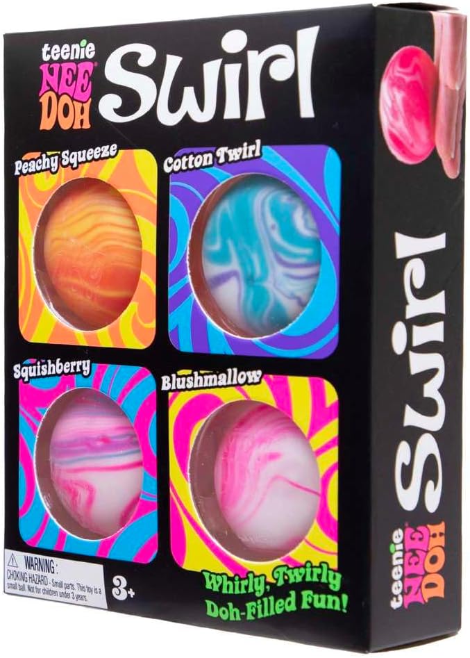 Schylling NeeDoh Teenie Swirl 4 Pack – Sensory Squeeze Toy – 1.5′′ in Diameter – Colors May Vary