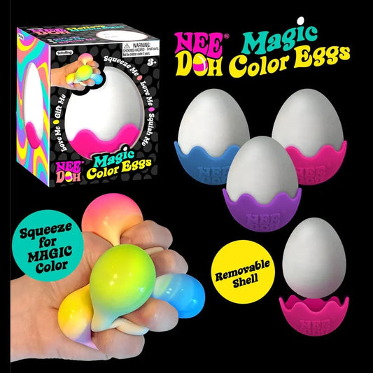 Schylling NeeDoh Magic Color Egg Groovy Glob Trio: Easter Fun – Assorted Colors Gift Set – 3 Pack