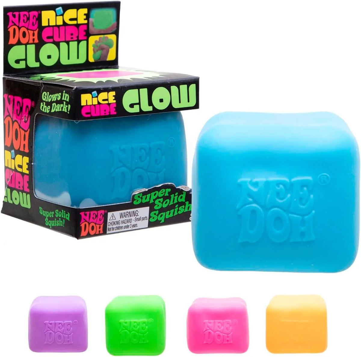 Schylling NeeDoh Nice Cube Glow – Squeeze Toy with a Super Solid Squish