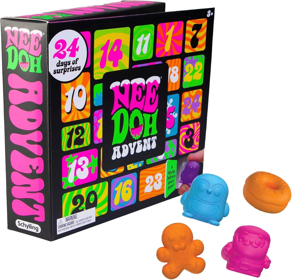 Schylling NeeDoh Squishmas Advent Calendar – 24 Mini Squeeze Toys – Christmas Countdown – Ages 3 to Adult