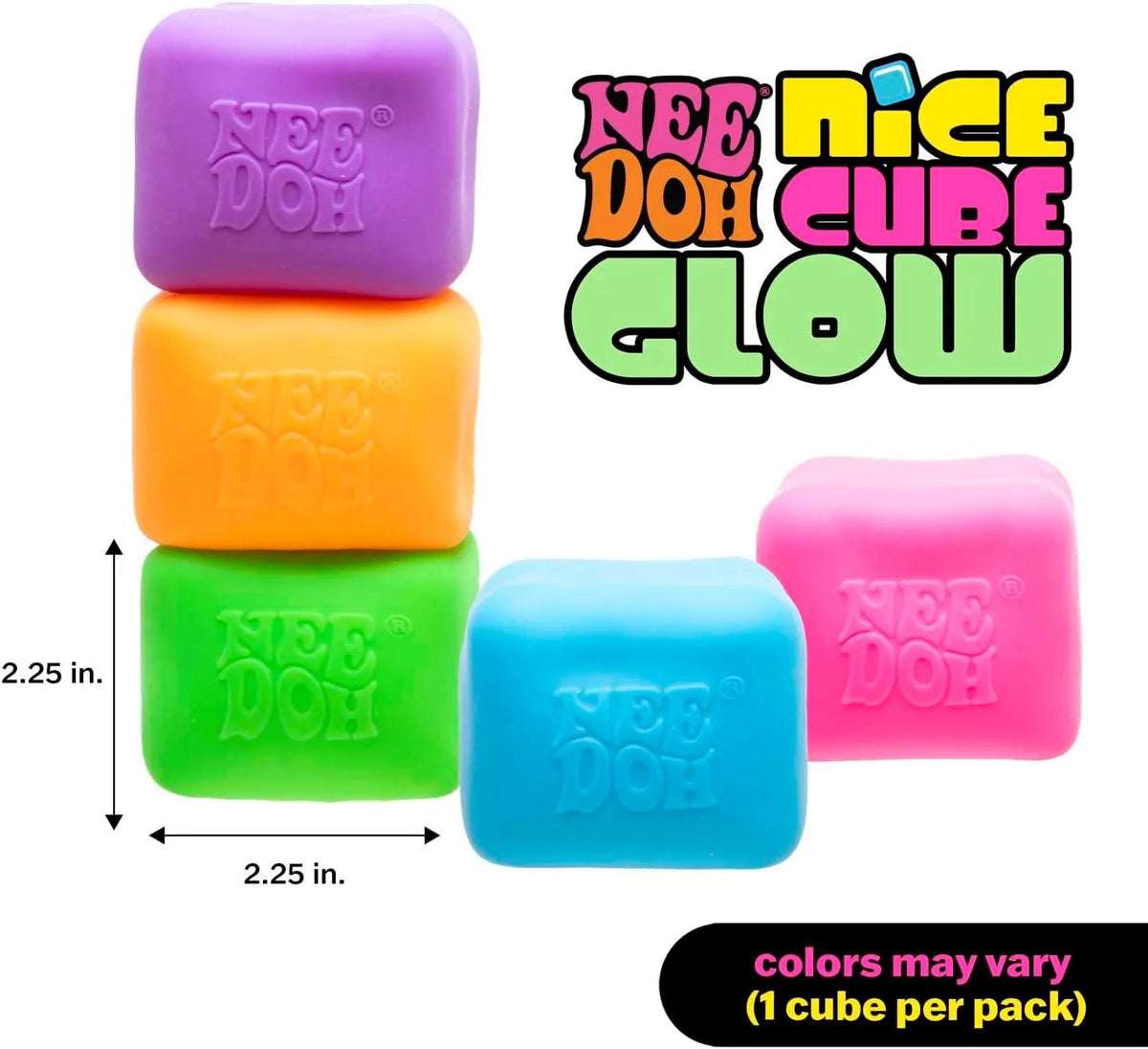 Schylling NeeDoh Nice Cube Glow – Squeeze Toy with a Super Solid Squish