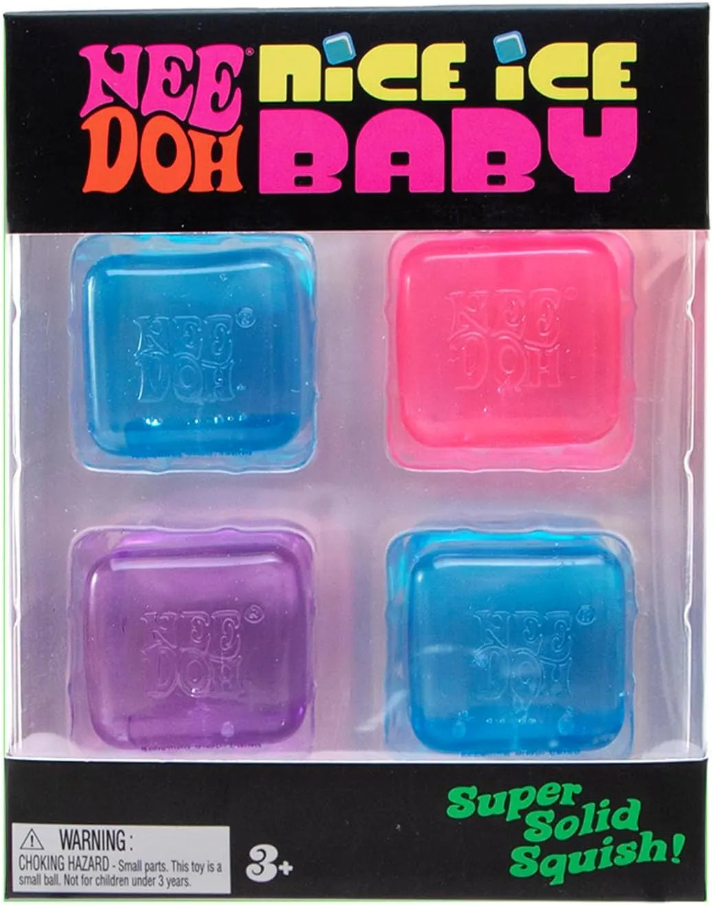 Schylling NeeDoh Nice Ice Baby 4 Pack – Sensory Squeeze Toy – 1.5 Cube – Colors May Vary