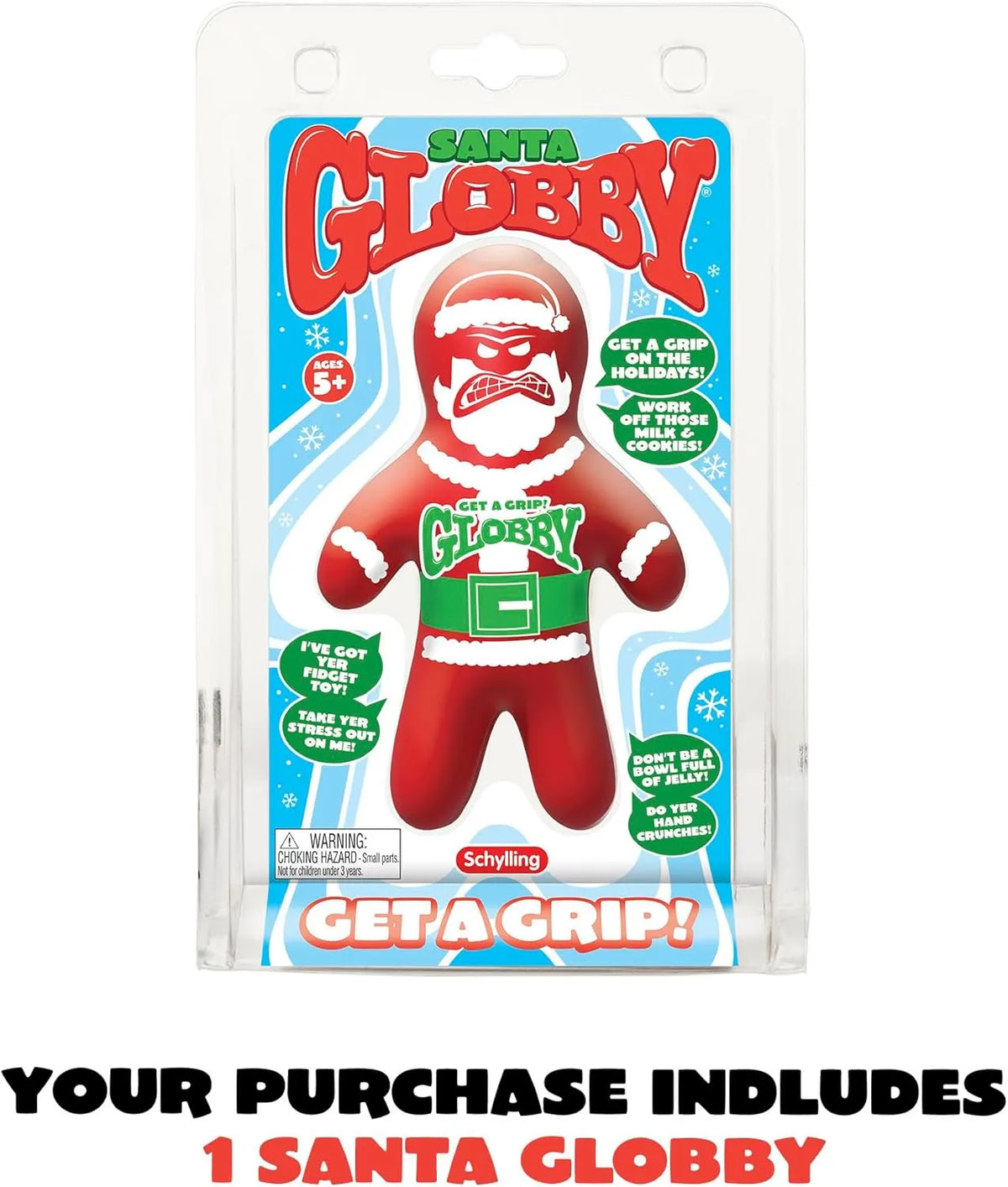 Schylling NeeDoh – Squishmas 2024 – Santa Globby – One Per Box