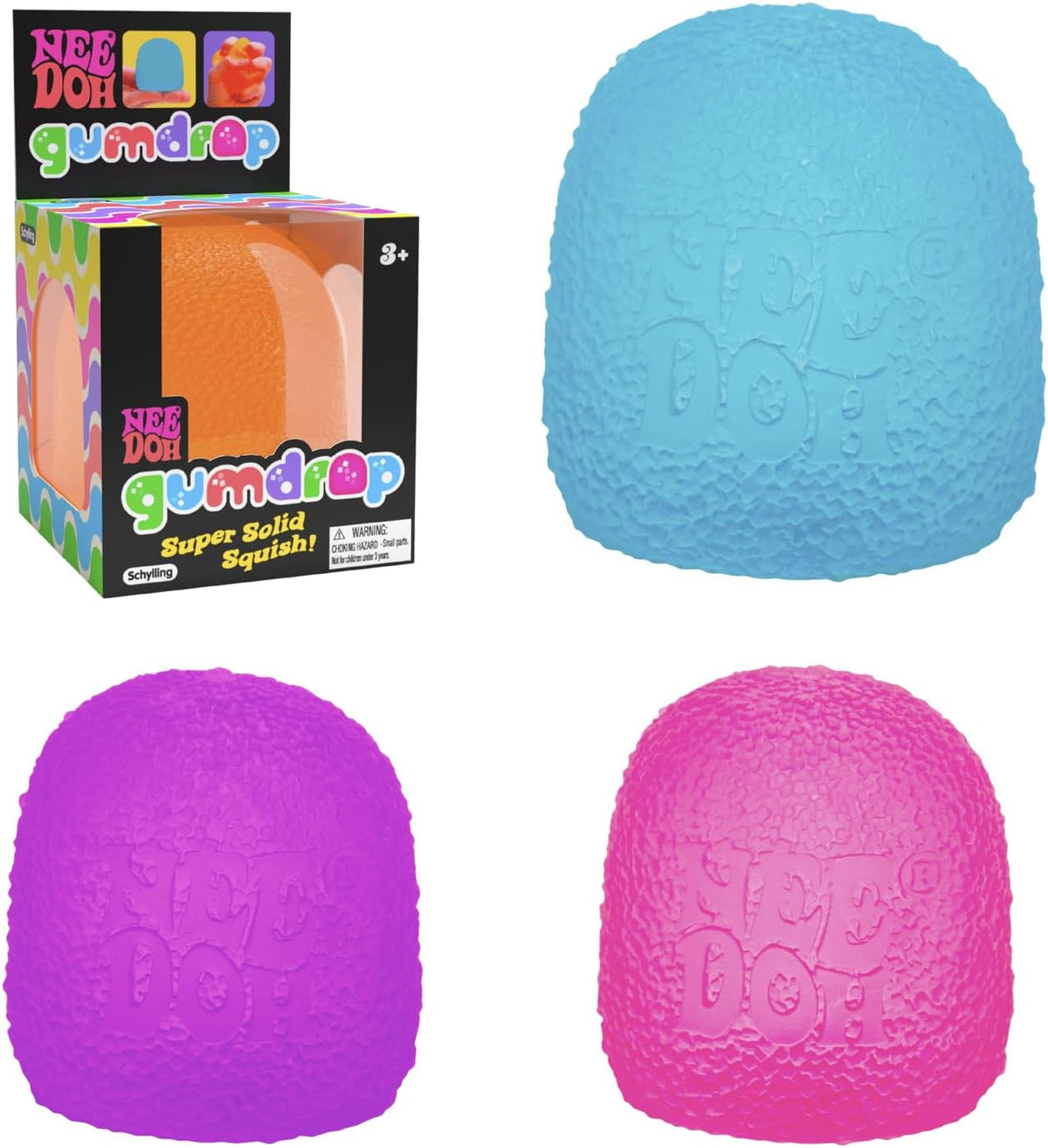 Schylling NeeDoh Gumdrop – Textured Sensory Toy with Super Solid Squish – 2.5 Tall – Colors May Vary (Pack of 1)