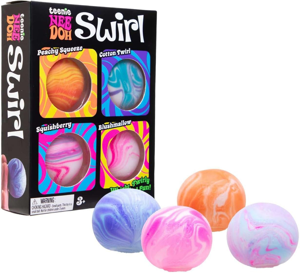 Schylling NeeDoh Teenie Swirl 4 Pack – Sensory Squeeze Toy – 1.5′′ in Diameter – Colors May Vary