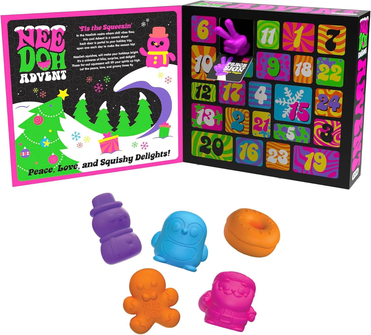 Schylling NeeDoh Squishmas Advent Calendar – 24 Mini Squeeze Toys – Christmas Countdown – Ages 3 to Adult