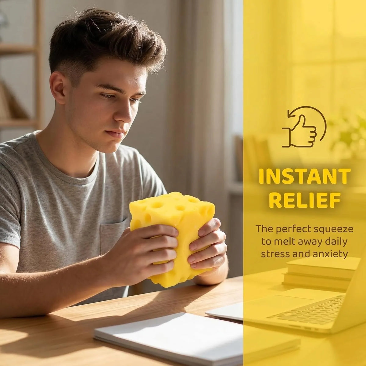 10cm Giant Cheese Squishy Toy.Slow-Rebound Shapeable Squeeze Ball. Realistic Sensory Fidget Toy.Sensory Fidget Toy for Stress Relief. Anxiety Relief Gift for Adults