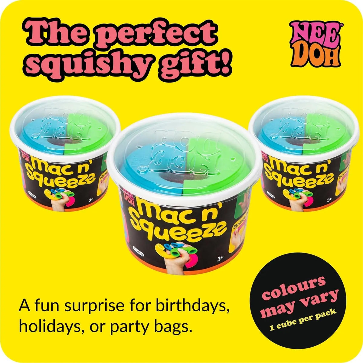 NeeDoh Mac ‘N- Squeeze – 4 Squishy Noodles – Assorted