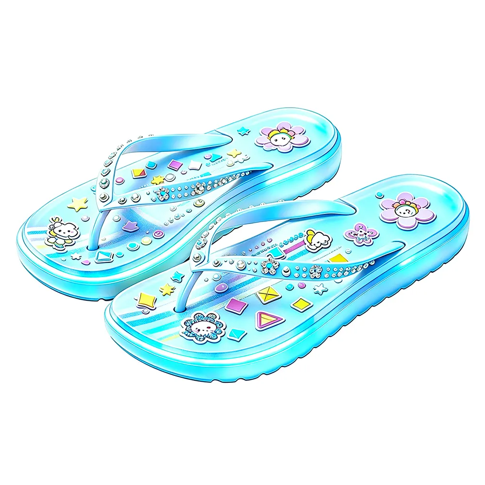 Cute Character Print Thick Wedge Flip Flops Cute Character Print Thick Wedge Flip Flops - Image 1